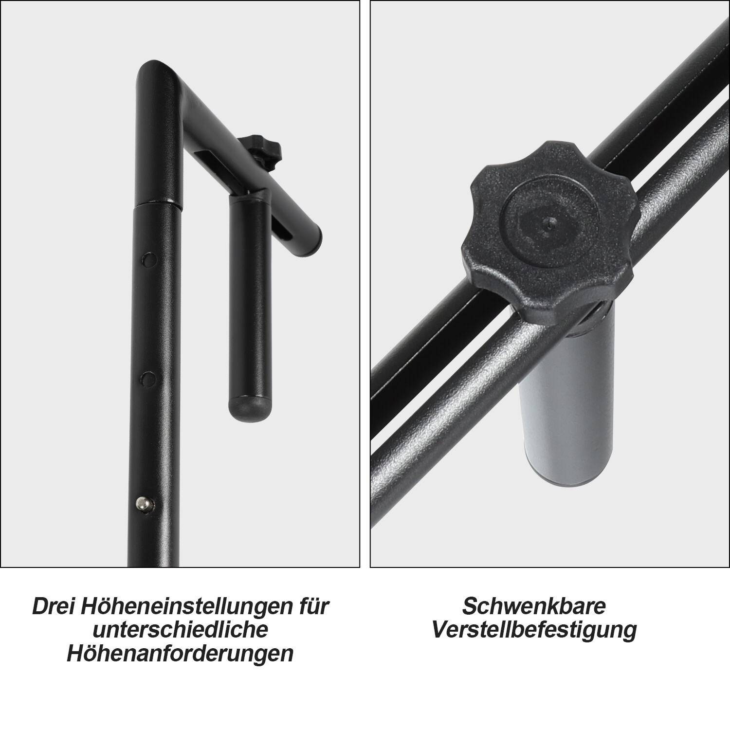 Balkonhängetisch Gartentisch Balkontisch Hängetisch klappbar 60x62.5x84cm Klapptisch mit 3 Höhen, 2 Tassenhalterungen, in Holz-Optik, Grau