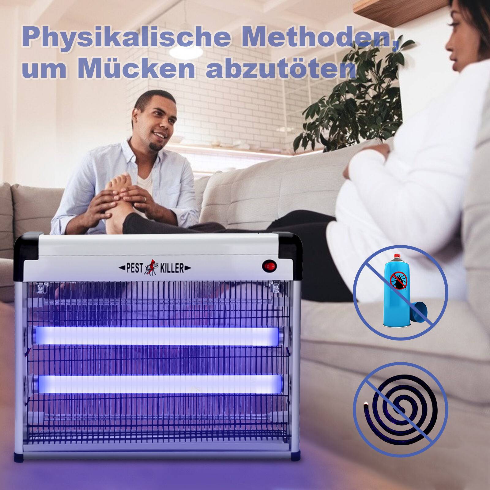 12W Elektrischer Insektenvernichter UV-Licht Kette Insektenfalle Insektenlampe Mückenvernichter Fliegenfalle Moskito Mückenlampe