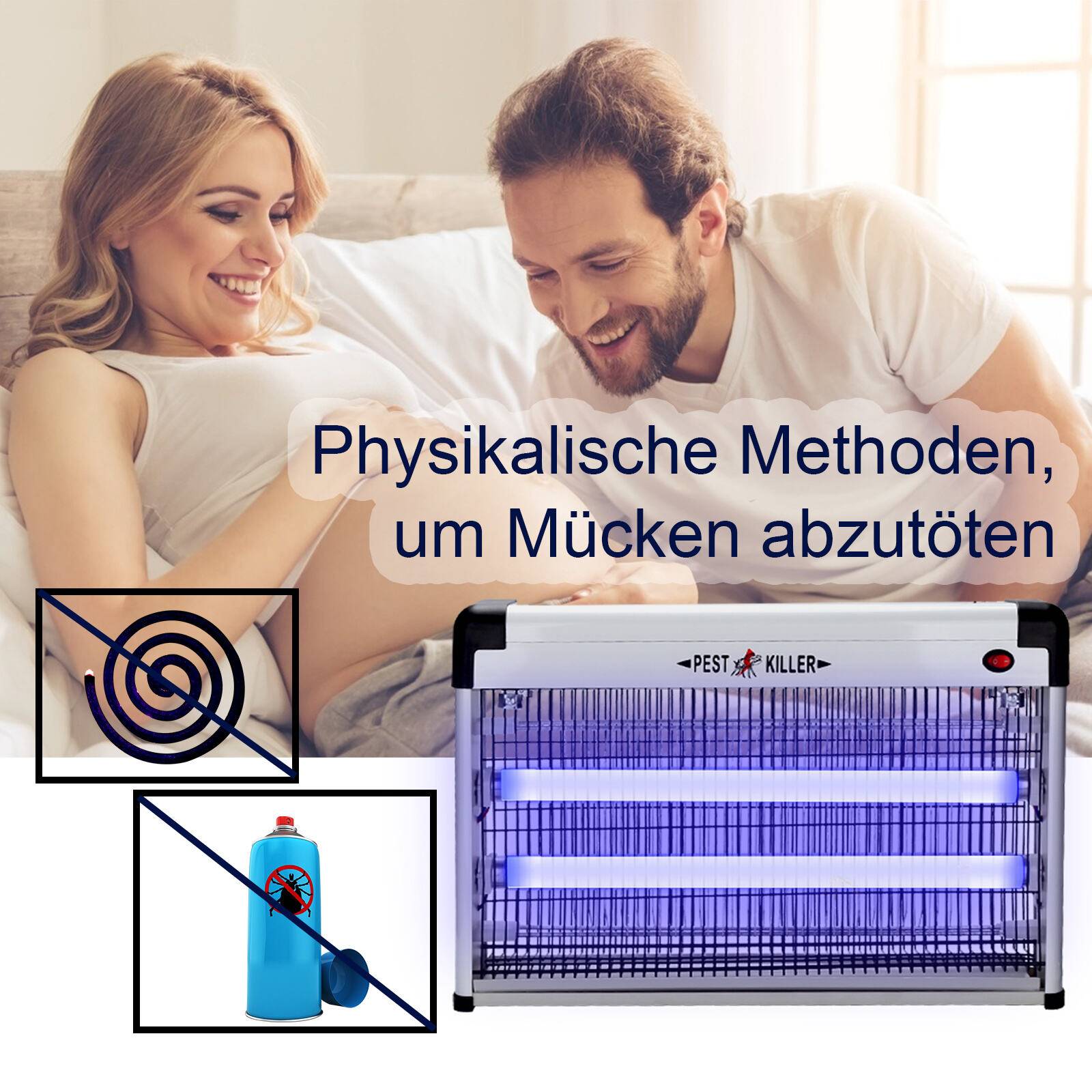 40W Elektrischer Insektenvernichter UV-Licht Kette Insektenfalle Insektenlampe Mückenvernichter Fliegenfalle Moskito Mückenlampe