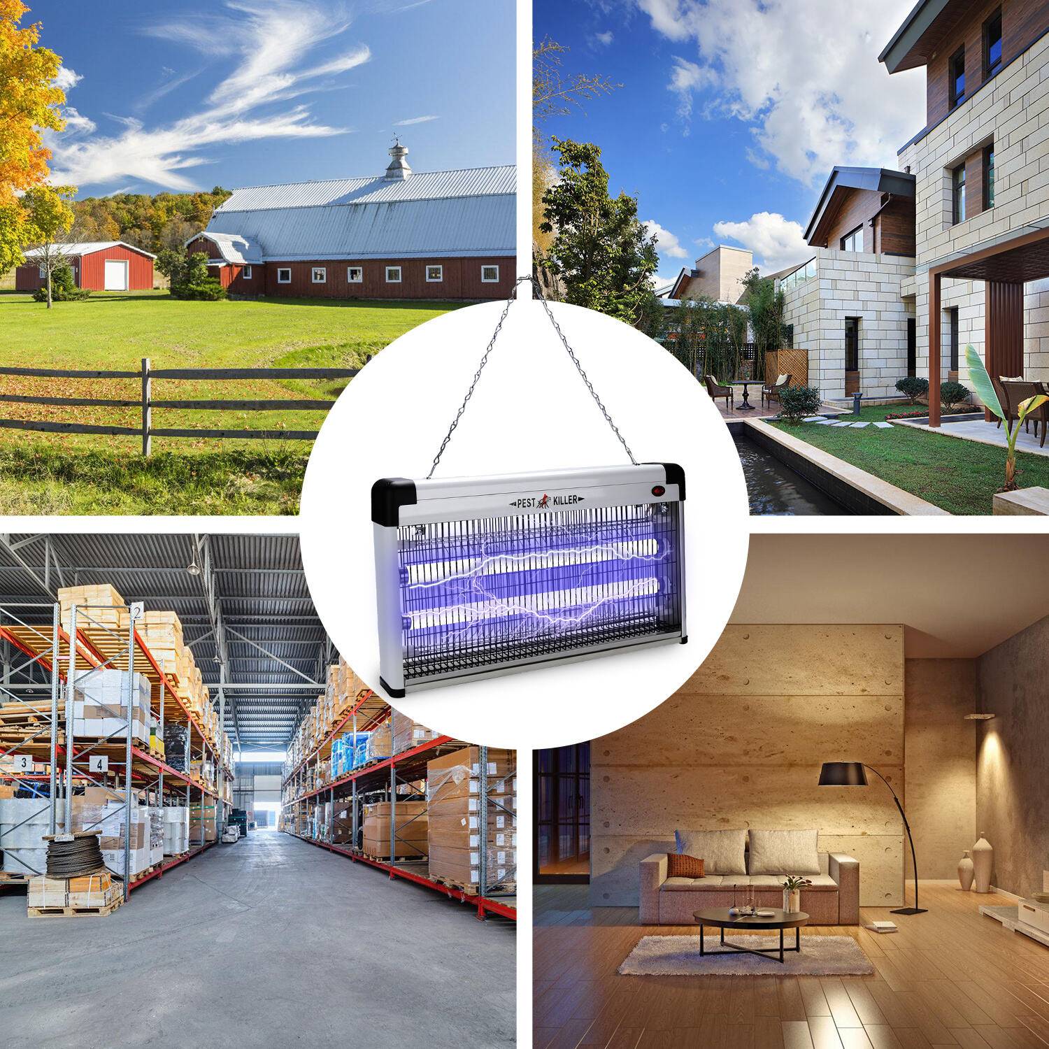 40W Elektrischer Insektenvernichter UV-Licht Kette Insektenfalle Insektenlampe Mückenvernichter Fliegenfalle Moskito Mückenlampe