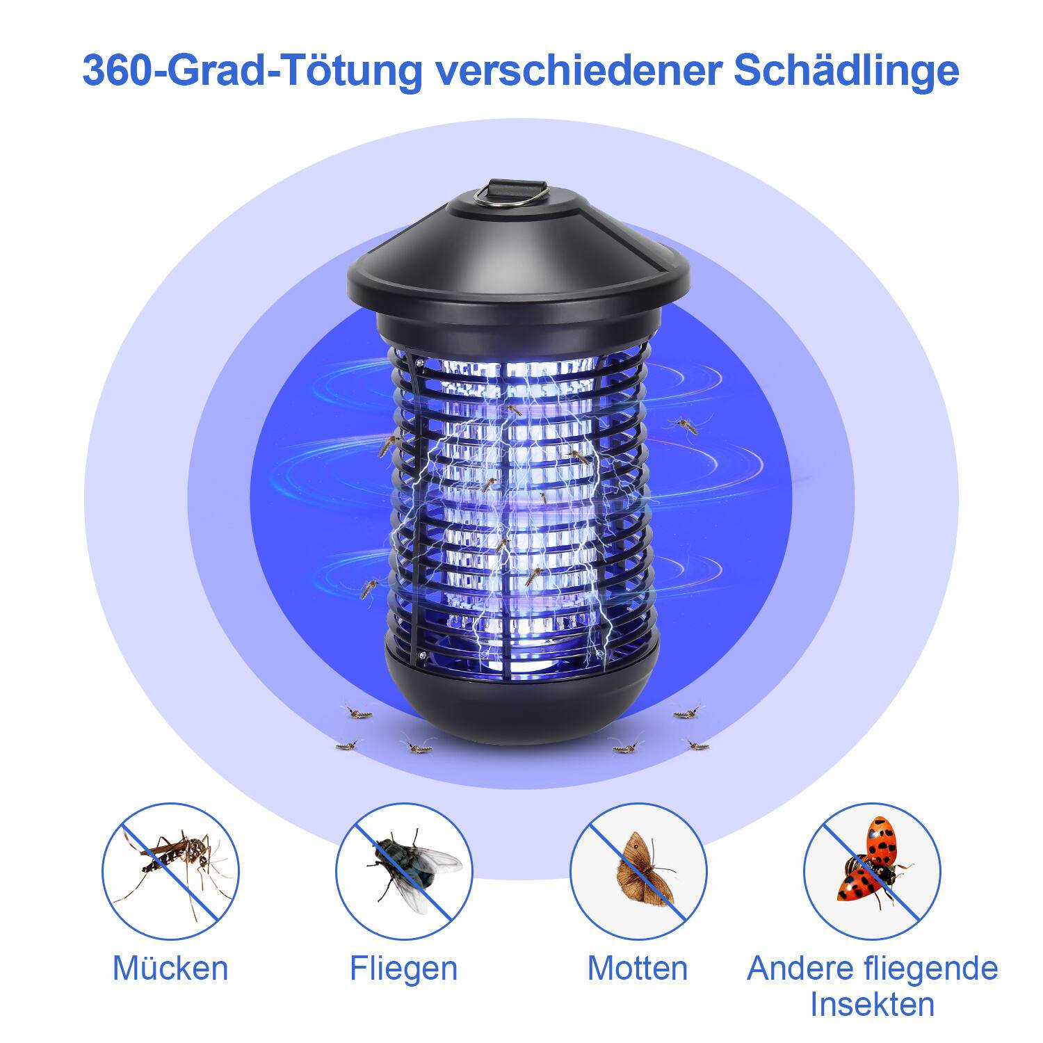 18W Elektrischer Insektenvernichter UV-Licht LED OutdoorMoskito Insektenabwehr Insektenfalle Moskitofalle Mückenlampe Mückenfalle