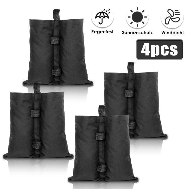 4X Pavillon Sandsäcke Garten Pavillon Gewichte Set Outdoor-Sandsack schwarz – mit Sand, Splitt, Kies etc. befüllbar Füllvolumen pro Stück ca. 11