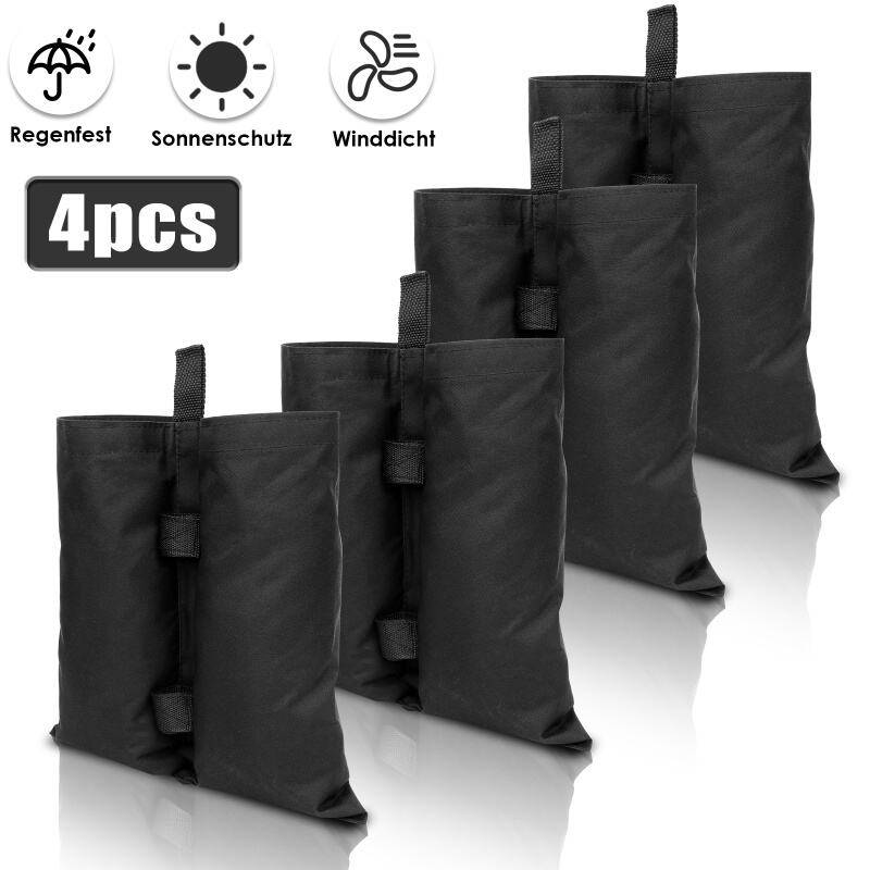 4X Pavillon Sandsäcke Standfuß Gewichte Set Waterproof schwarz – mit Sand, Splitt, Kies etc. befüllbar Füllvolumen pro Stück ca. 11.5 kg robust
