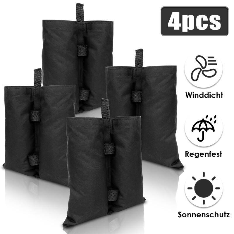 4X Pavillon Sandsäcke schwarz Standfuß Gewichte Set Für Zelt Faltpavillon Halterung Party robust Waterproof Outdoor-Sandsack gewichtete Füße