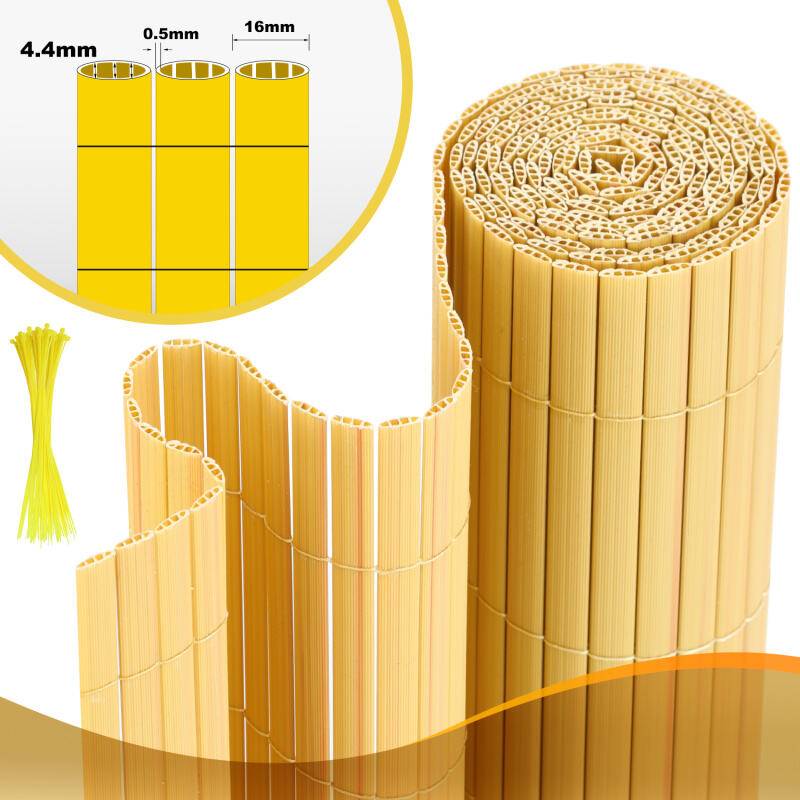 80x400cm Sichtschutzmatte PVC Bambus Sichtschutz Garten Sichtschutzzaun Balkon Zaun Windschutz Balkonverkleidung, Bambus