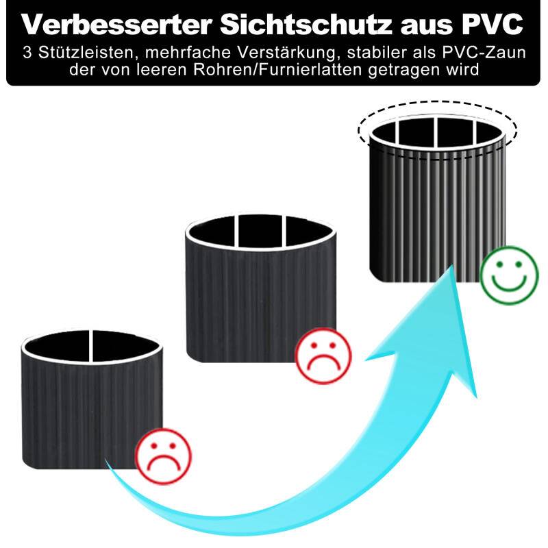 80x800cm Sichtschutzmatte PVC Bambus Sichtschutz Garten Sichtschutzzaun Balkon Zaun Windschutz Balkonverkleidung, Anthrazit