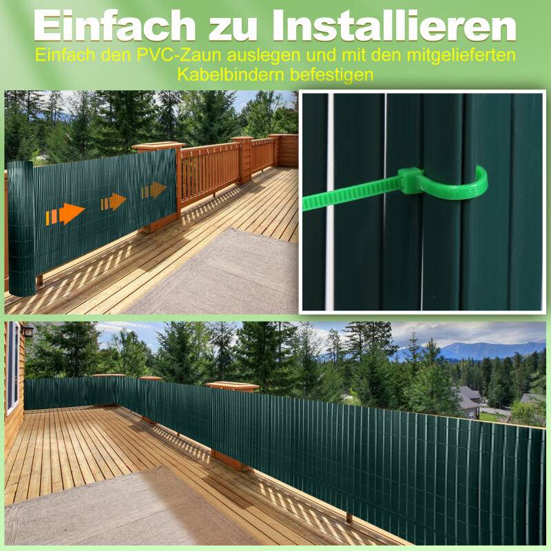 PVC Sichtschutzmatte PVC Sichtschutzzaun Grün Windschutz fur Garten Balkon und Terrasse 90x600cm