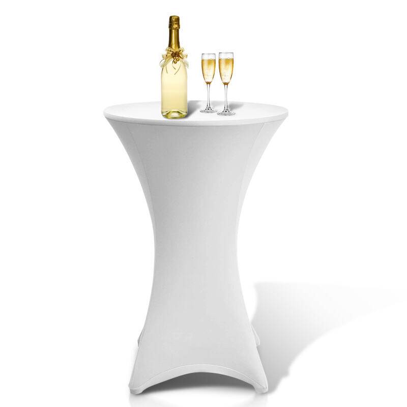 Stehtischhusse Stretch Stehtisch Ø 60 cm Tisch Husse Bistrotisch Weiß