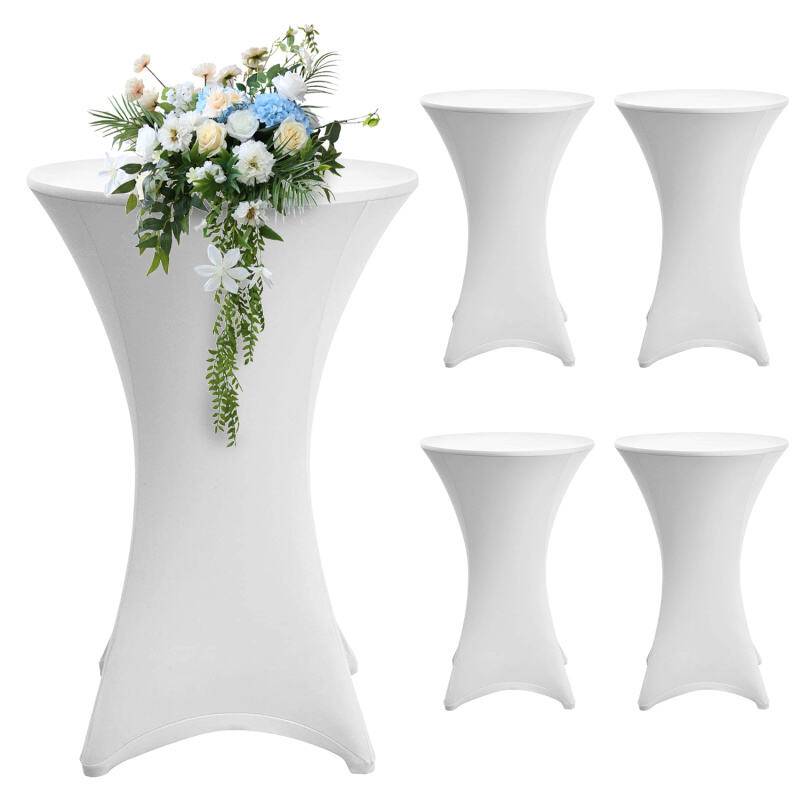5x Stehtisch Hussen Ø 60-65 / 70-75 / 80-85 cm Farbwahl Stretch Bistrotisch Überzüge, Größe/Farbe:5er Set Ø70 cm / weiß