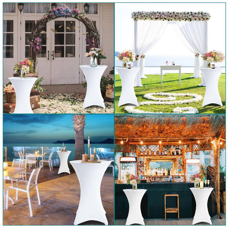 5x Stehtischhusse Stretch Stehtisch Hussen Ø 80 cm Tisch Husse Bistrotisch Weiß