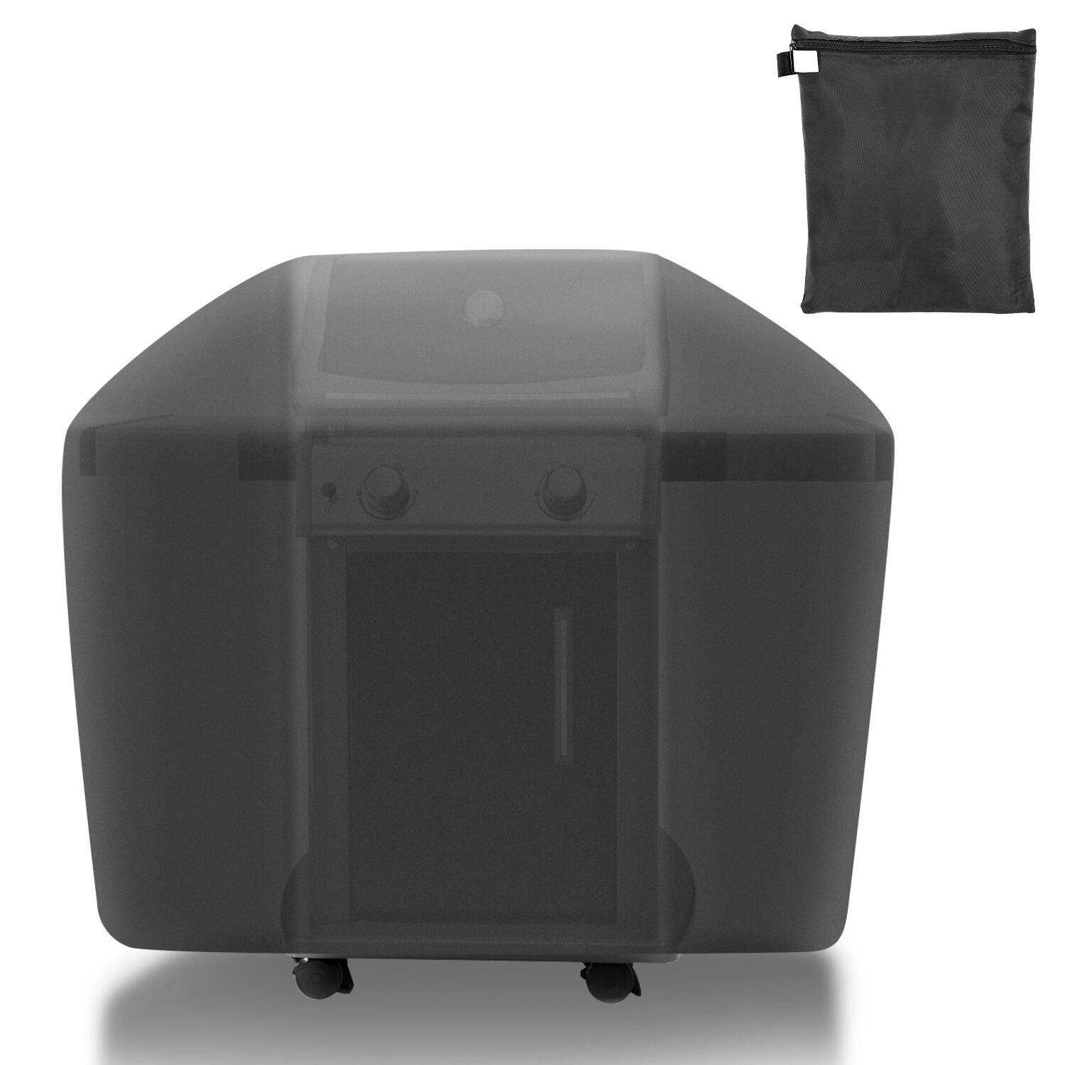 Grillabdeckung BBQ Grill Abdeckhaube Brenner Gasgrill Schutzhülle Haube 145*61*117 Schwarz 210D Polyester mit PolyurethanBeschichtung