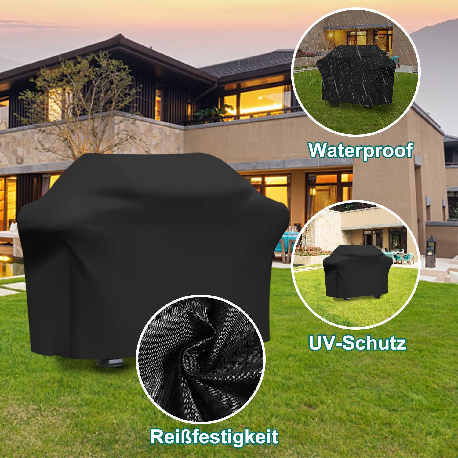 Grillabdeckungen 145x61x117 cm, Schutzhülle für Gasgrill, Grill Abdeckhaube, Grillwagen-Brennerabdeckung, Gasbrennerabdeckung , BBQ, Wasserdicht, Wi