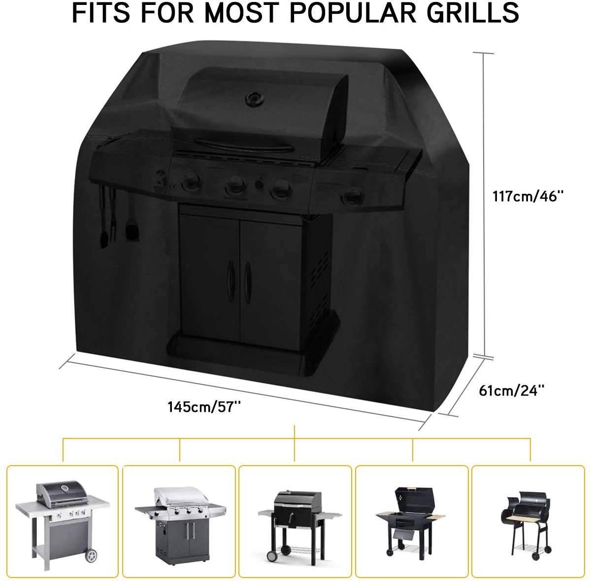 Grillabdeckung Grill Abdeckhaube BBQ Gasgrill Cover 210D Oxford-Stoff Schutzhülle Abdeckplane 145x61x117cm