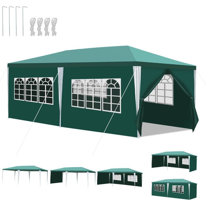 Pavillon Garten mit abnehmbaren mit Spiralschläuchen und großen Fenstern Seitenteilen tragbares wasserdichtes Zelt PartyzeltGartenpavillon3 x 3 m