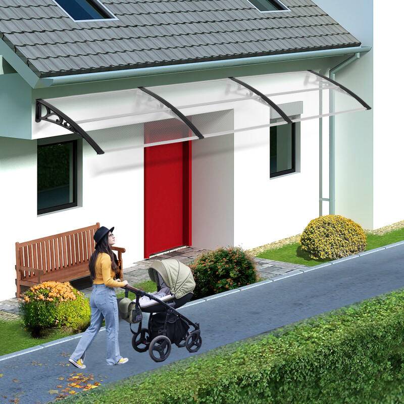Vordach Überdachung Pultvordach Haus Türvordach Haustürvordach Transparent 100x300CM