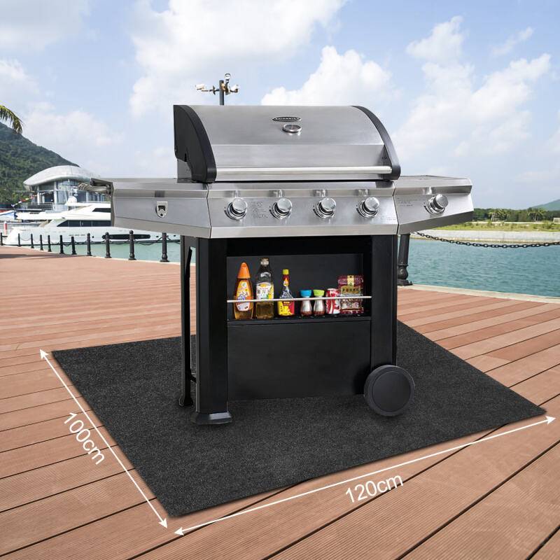 Grillteppich Bodenschutzmatte Grillteppich Outdoor Grau 100x120cm
