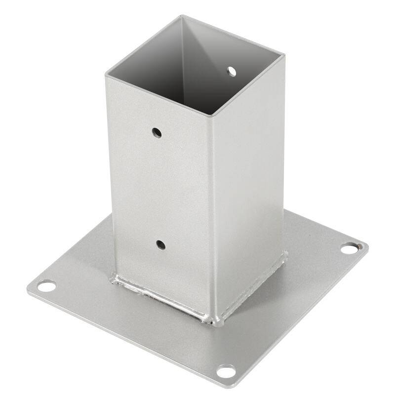 4 Stück Aufschraubhülse Pfostenträger für Vierkantholzpfosten Silber 70x70mm