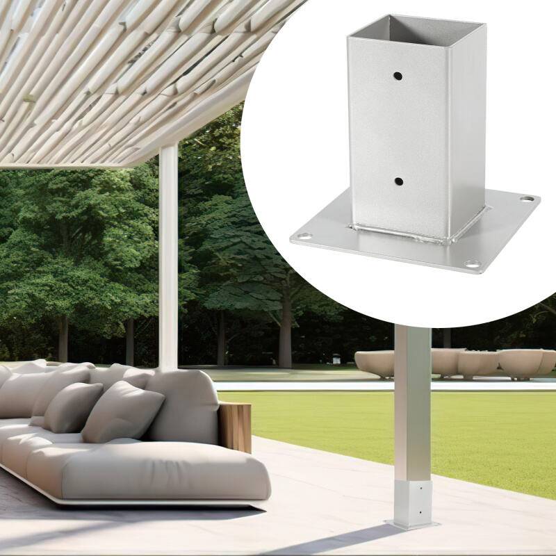 Aufschraubhülse für Vierkantholzpfosten 4x Pfostenträger Silber 80x80mm