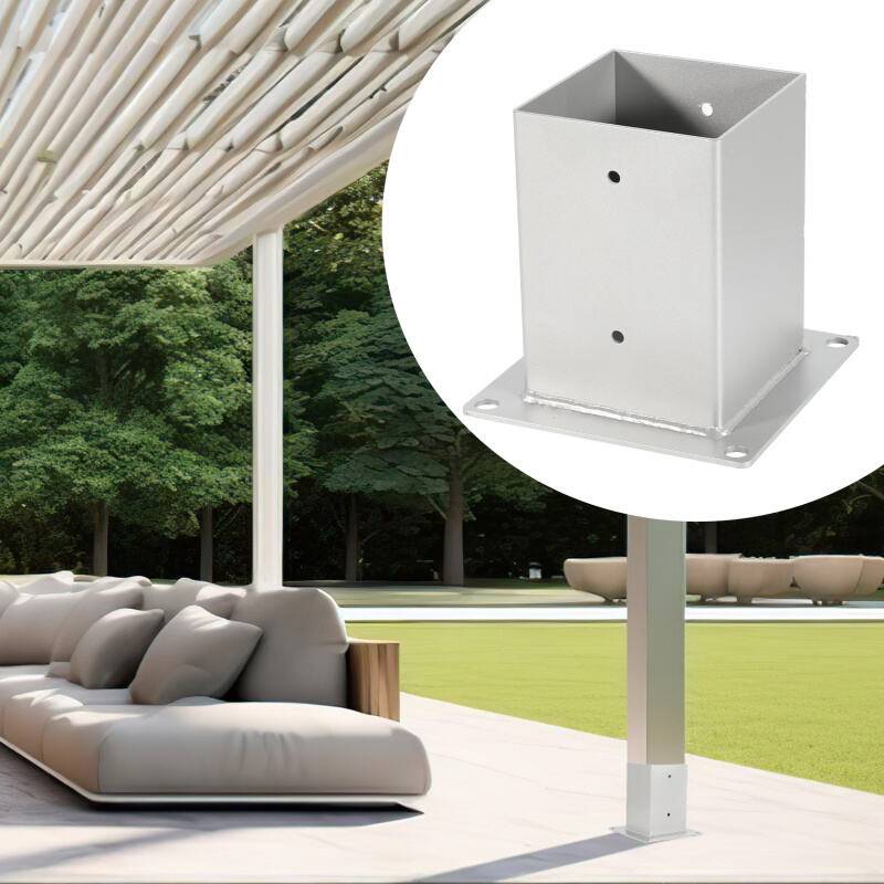 Aufschraubhülse für Vierkantholzpfosten 4x Pfostenträger Silber 100x100mm