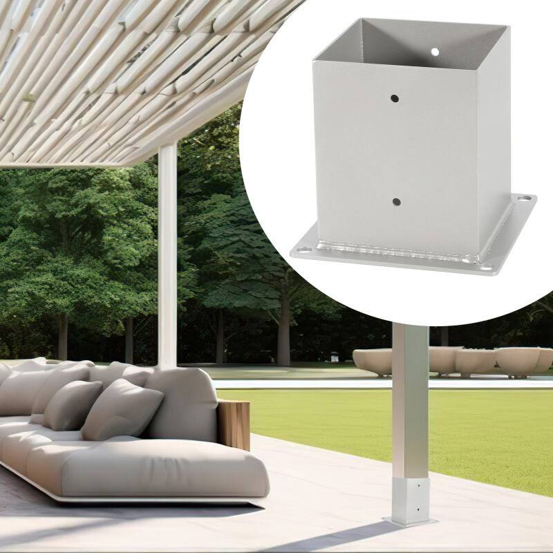 Aufschraubhülse für Vierkantholzpfosten 4x Pfostenträger Silber 120x120mm