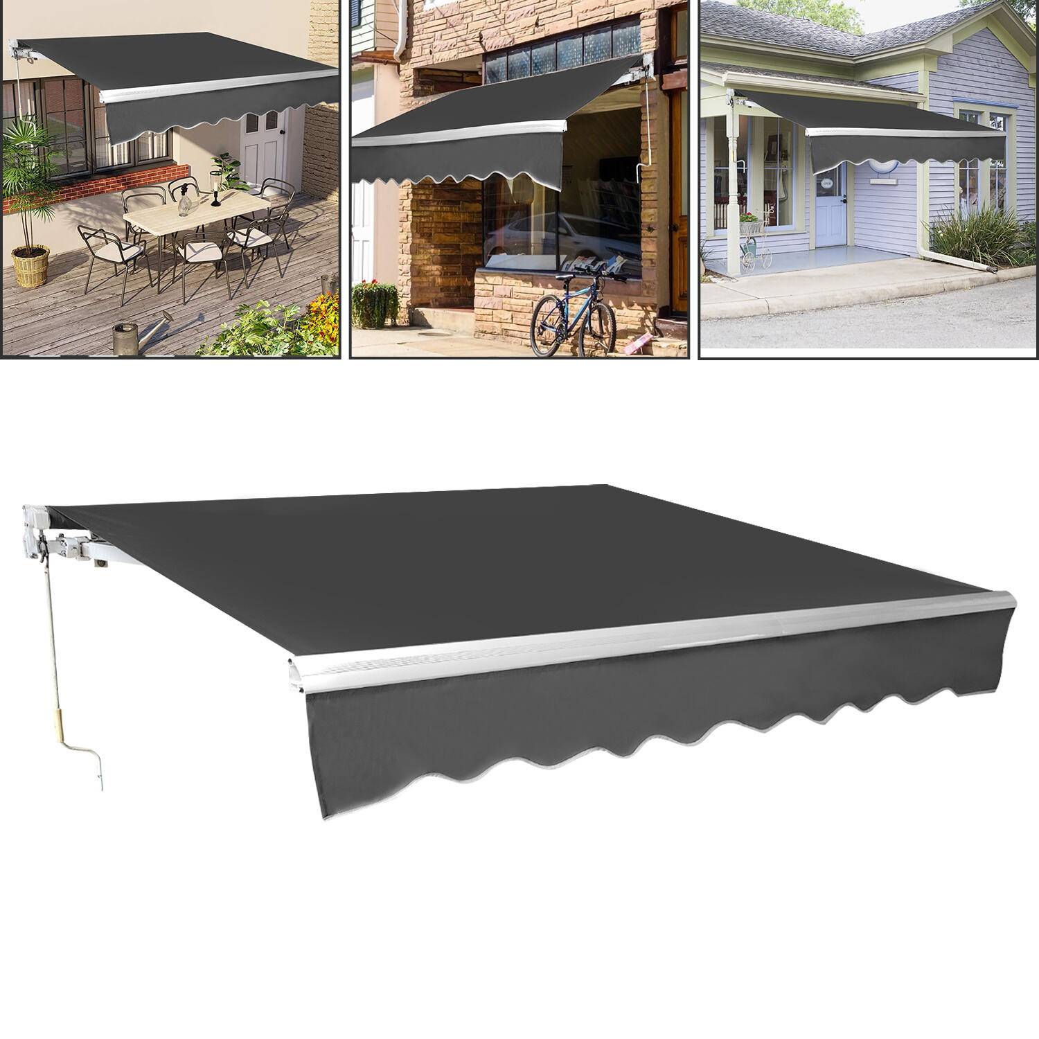 Gelenkarmmarkise 300x250cm Grau Sonnenmarkise einziehbare Markise Sonnenschutz Balkonmarkise Gelenkarm Sonnenschutz