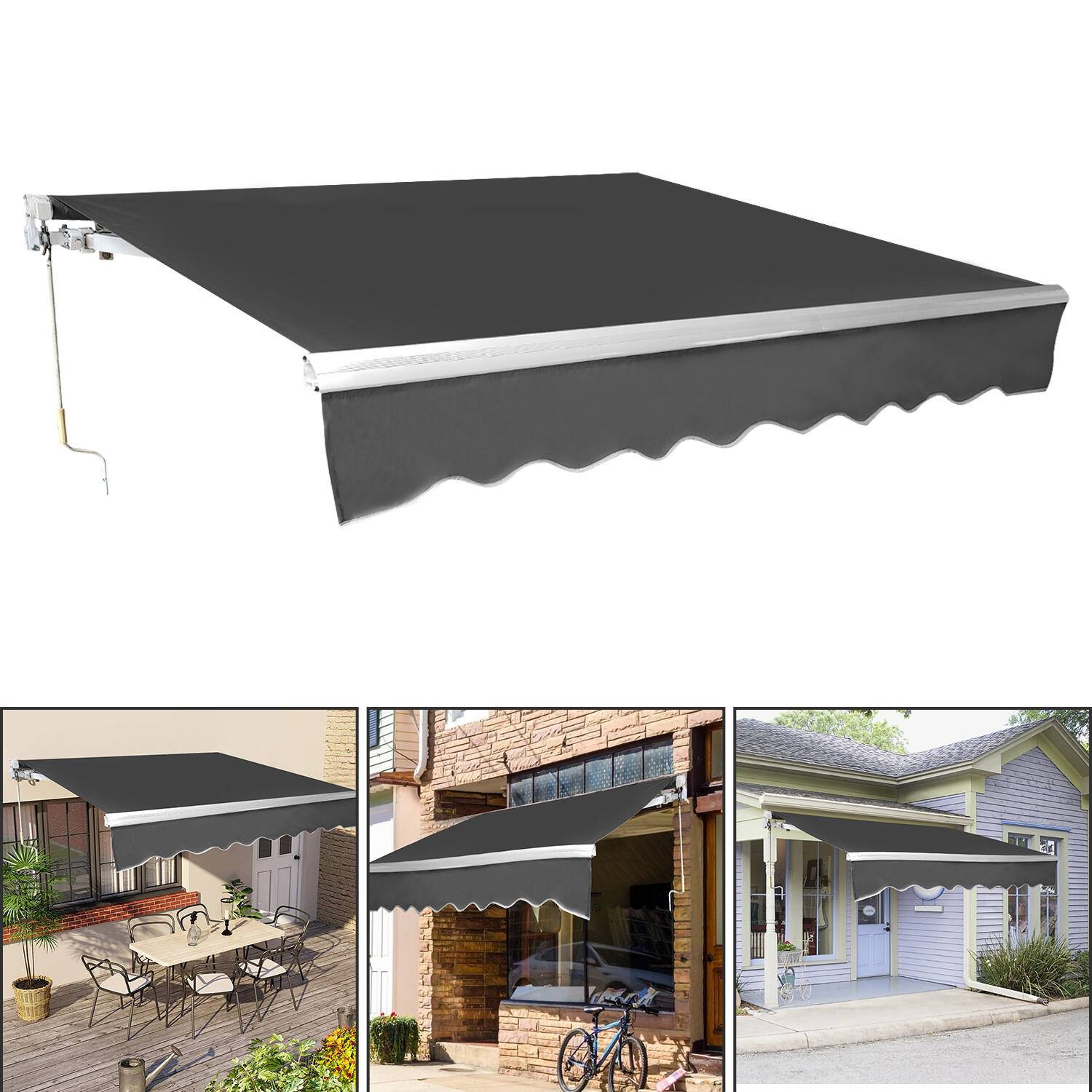 Gelenkarmmarkise 300x250cm Sonnenmarkise einziehbare Markise Sonnenschutz Balkonmarkise Gelenkarm Grau