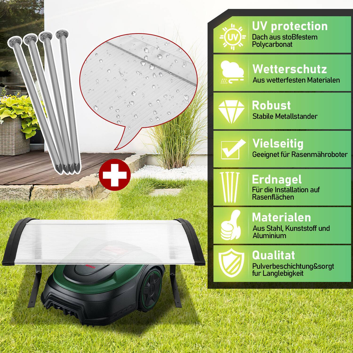 Rasenmäher Garage Mähroboter Dach Schutzhülle Regenhaube Schuppen Abdeckhaube