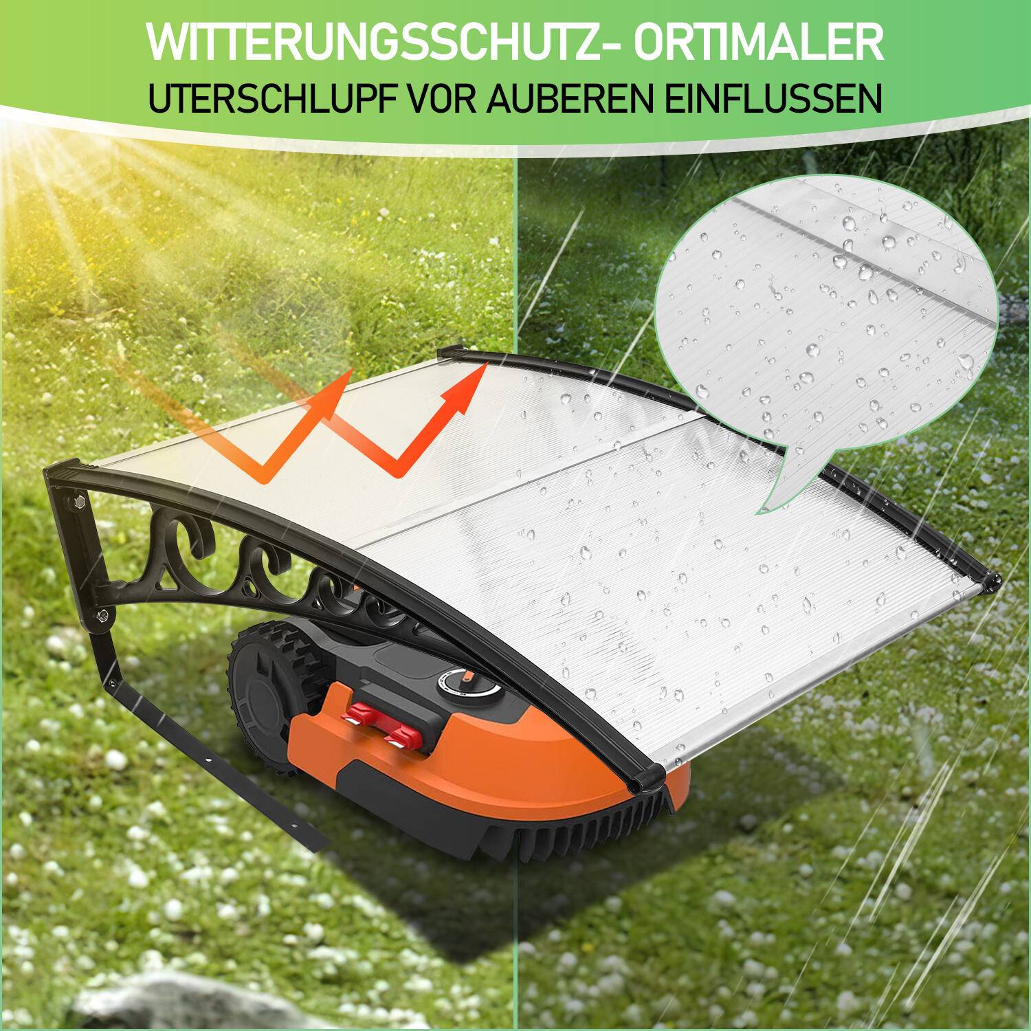 Rasenmäher Garage Mähroboter Dach Schutzhülle Regenhaube Schuppen Abdeckhaube