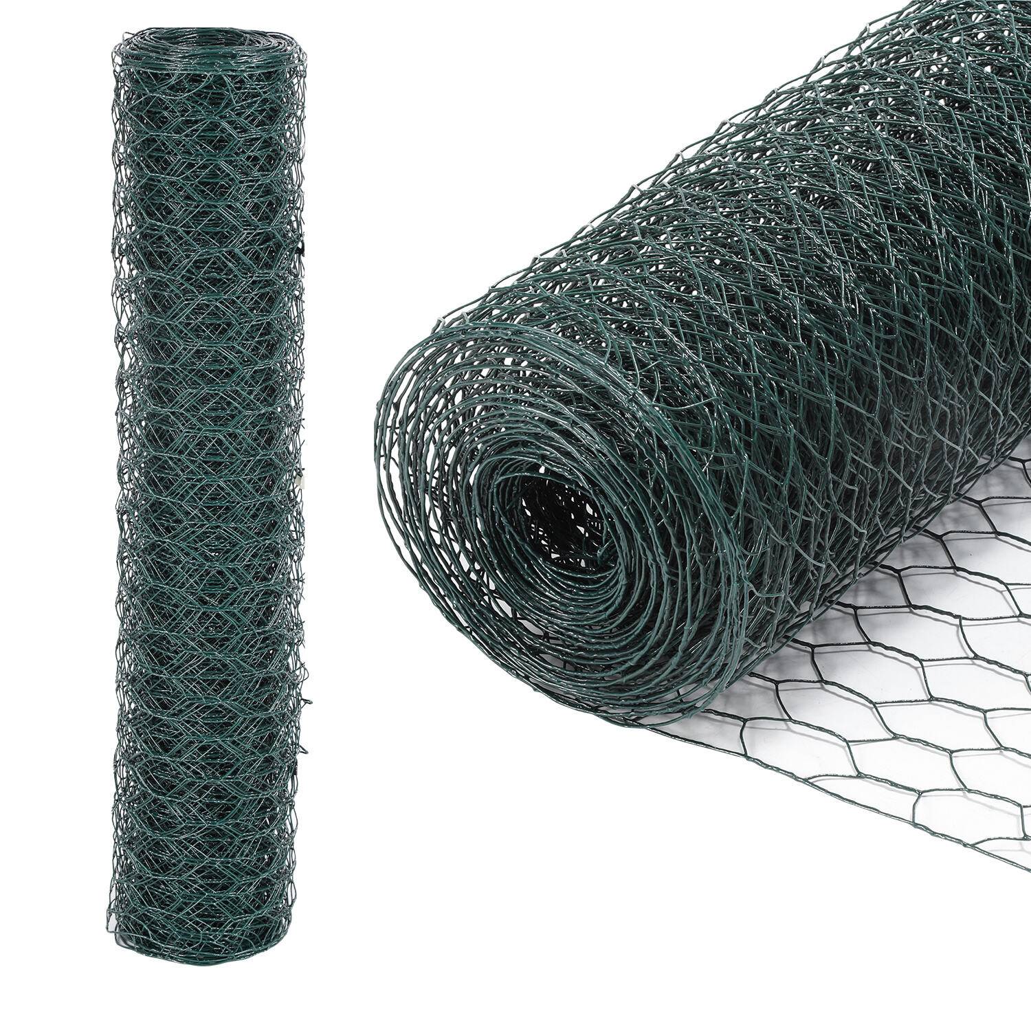 Drahtzaun 10m/25m Maschenweite: 27 mm Grün Sechskantgeflecht Maschendrahtzaun - 50 cm x 25m