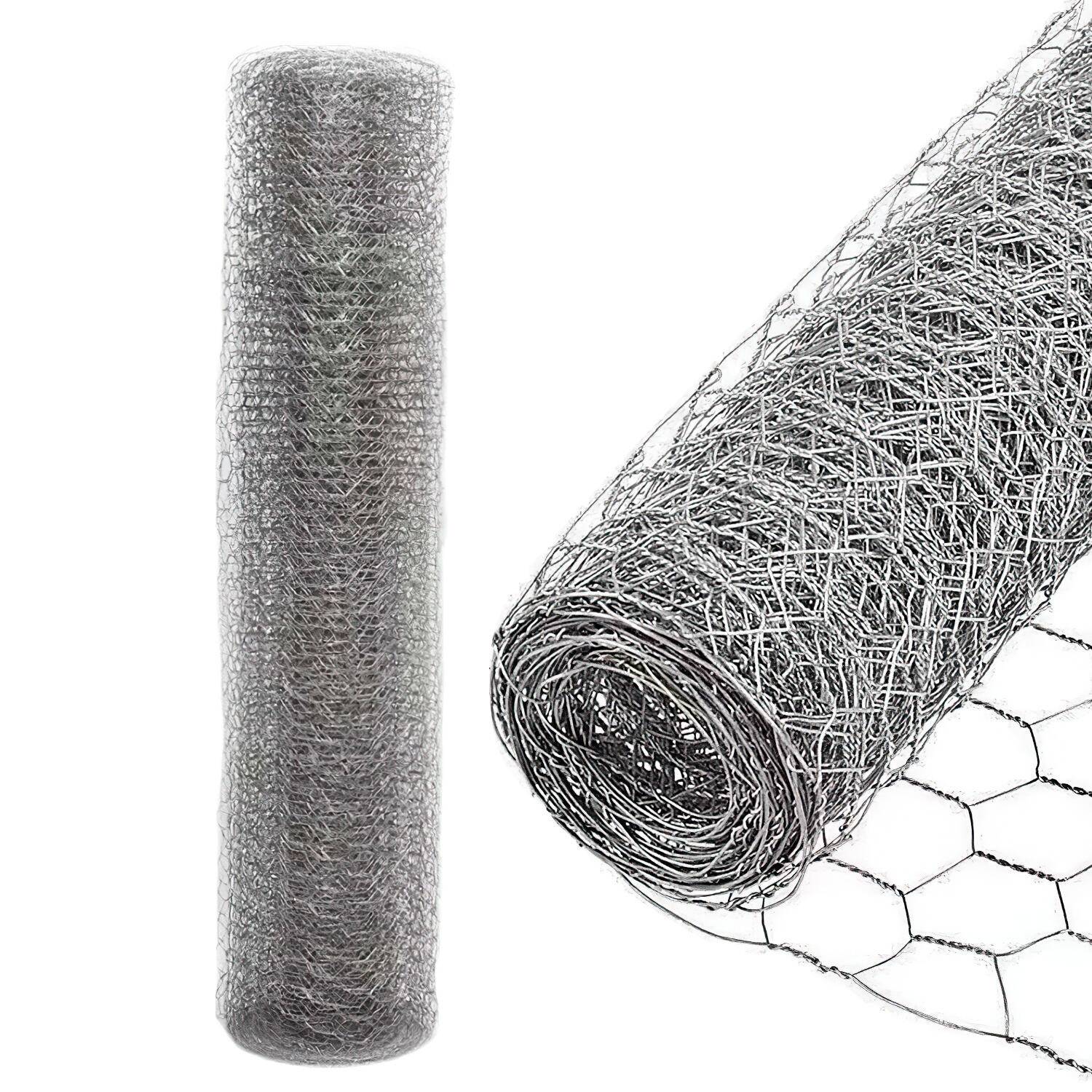 10/25m Drahtzaun Volierendraht in Silbrig Maschenweite 27 mm Sechskantgeflecht - 50 cm x 25m