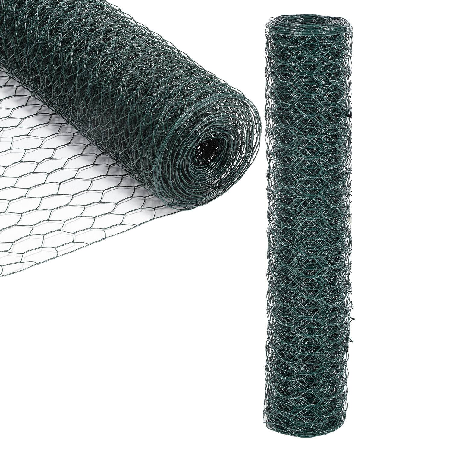 Drahtzaun Sechskantgeflecht 10m/25m Maschendrahtzaun 27mm aus verzinktem Stahl Grün 1m x 25m