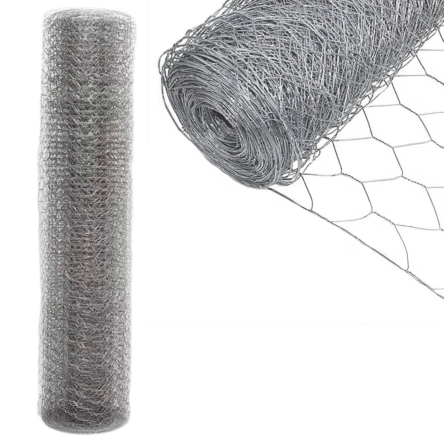 Drahtzaun Sechskantgeflecht 10/25m Silbrig Maschendrahtzaun 25mm aus verzinktem Stahl 0.5m x 10m