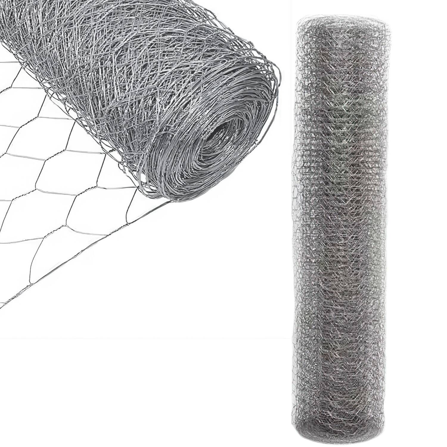 Drahtzaun Sechskantgeflecht 10/25m Silbrig Maschendrahtzaun 25mm aus verzinktem Stahl 1m x 10m