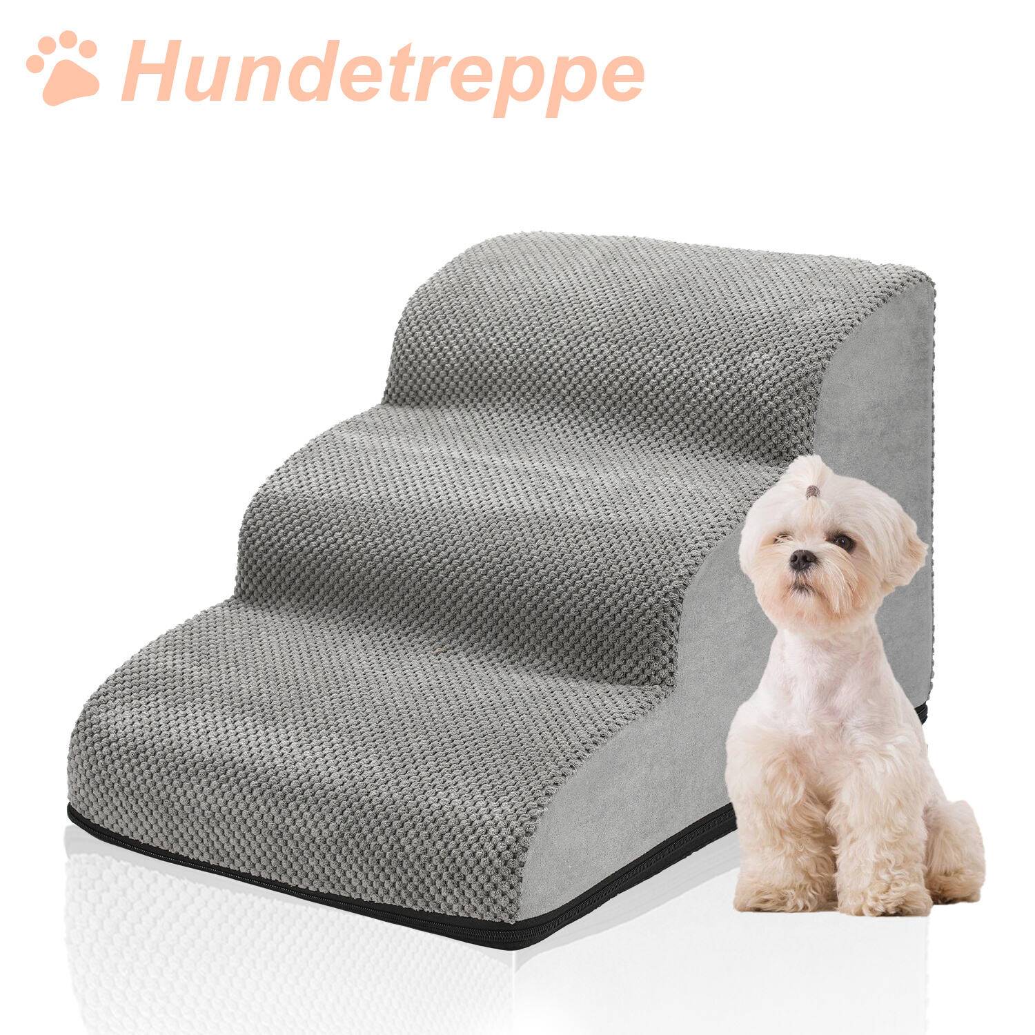 3-stufige Hundetreppe Rutschfeste Haustierrampe Treppen Hunderampe fuer Haustier Hundestufen Abnehmbar und waschbar