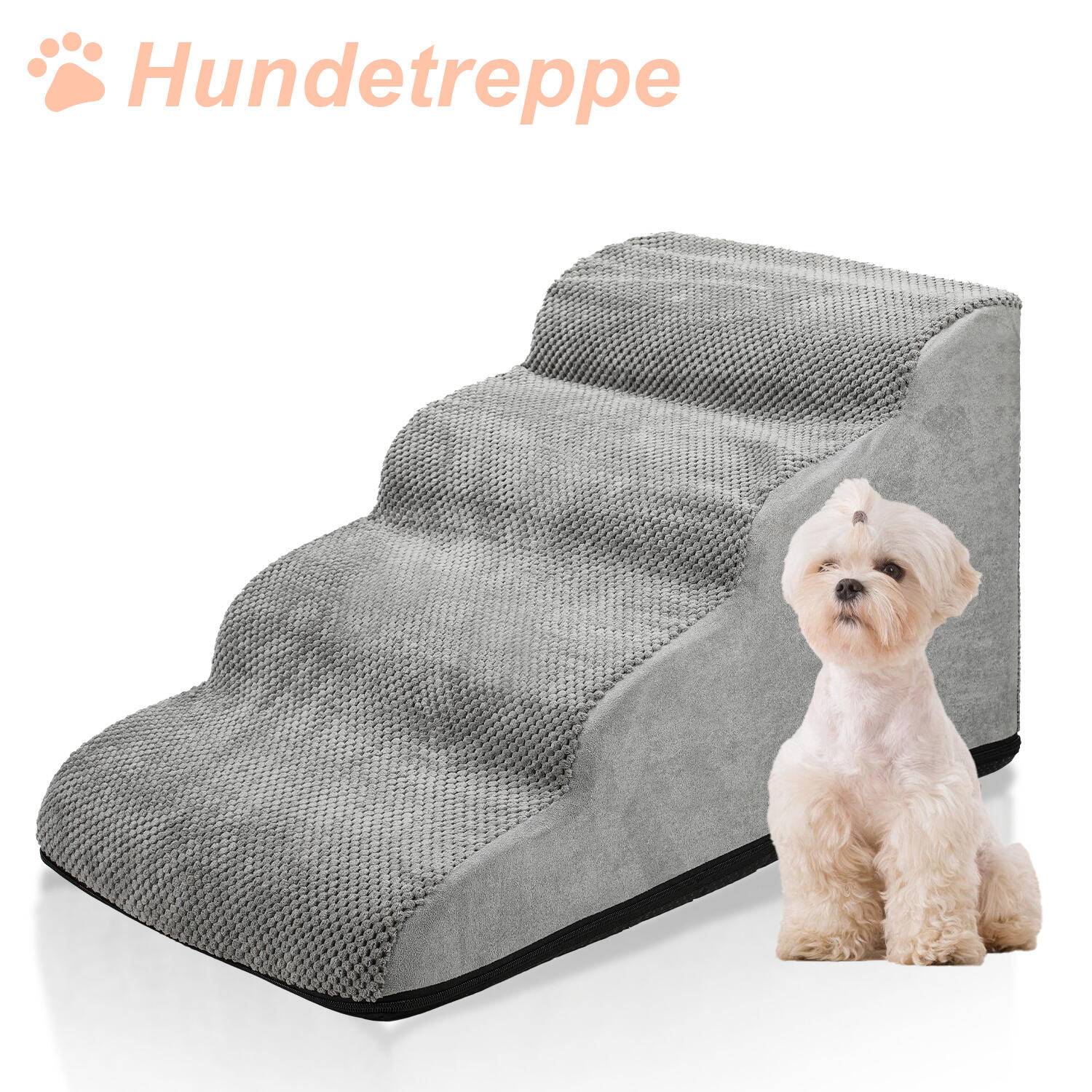4-stufige Hundetreppe Rutschfeste Haustierrampe Treppen Hunderampe fuer Haustier Hundestufen Abnehmbar und waschbar