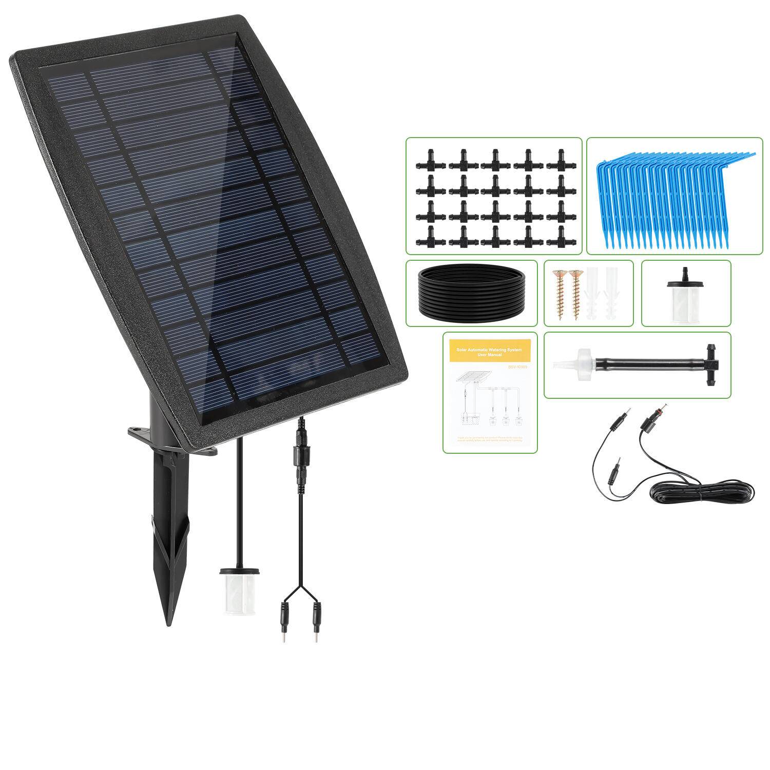 Solar Bewässerungssystem Bewässerungssystem mit 12 Timer-Modi+20m Schlauch für Garten Balkon Pflanzen