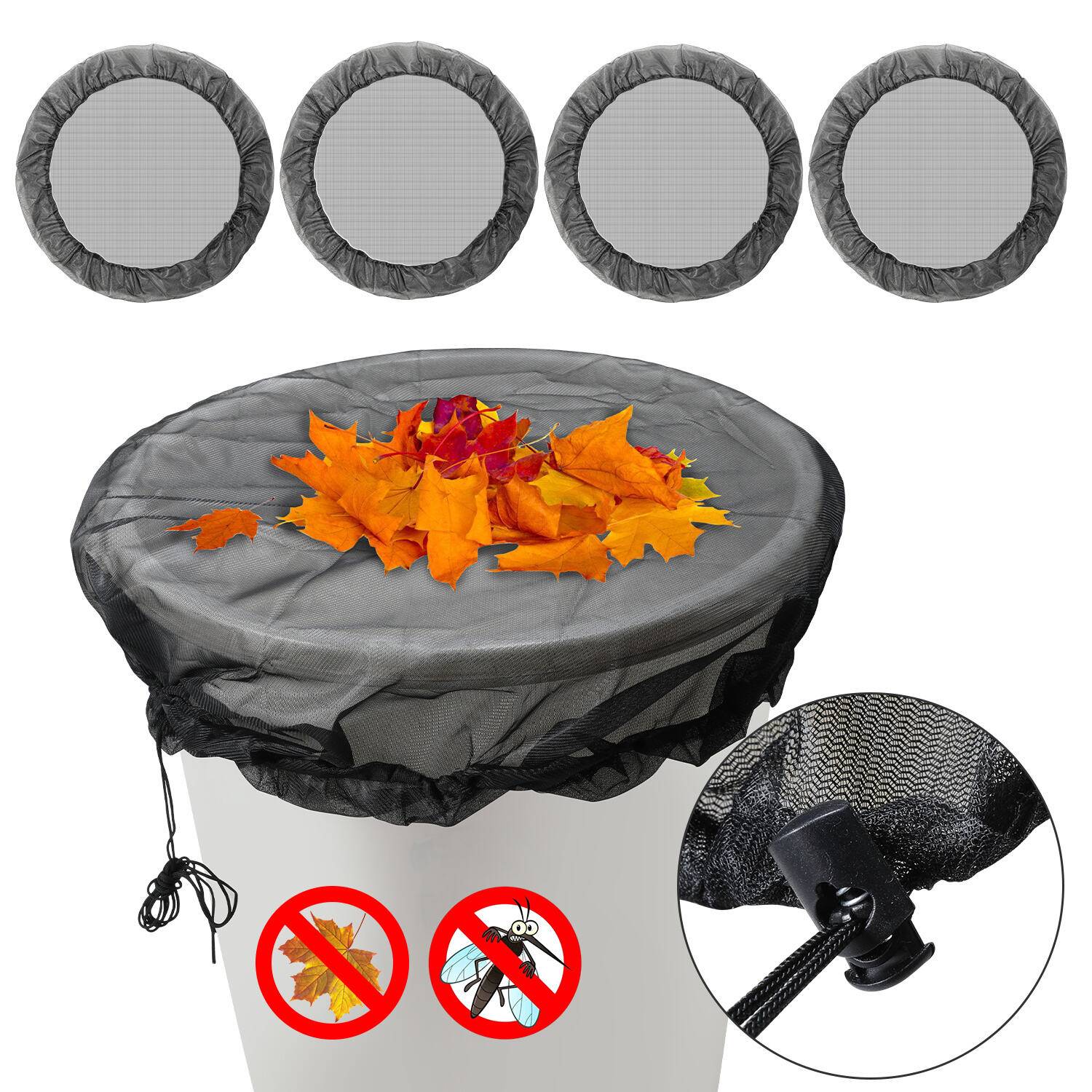 Regentonnen Netz 4Stk Regentonnen Netz Regentonne Abdeckung mit Zugkordel 95cm Verstellbares Regentonnennetz