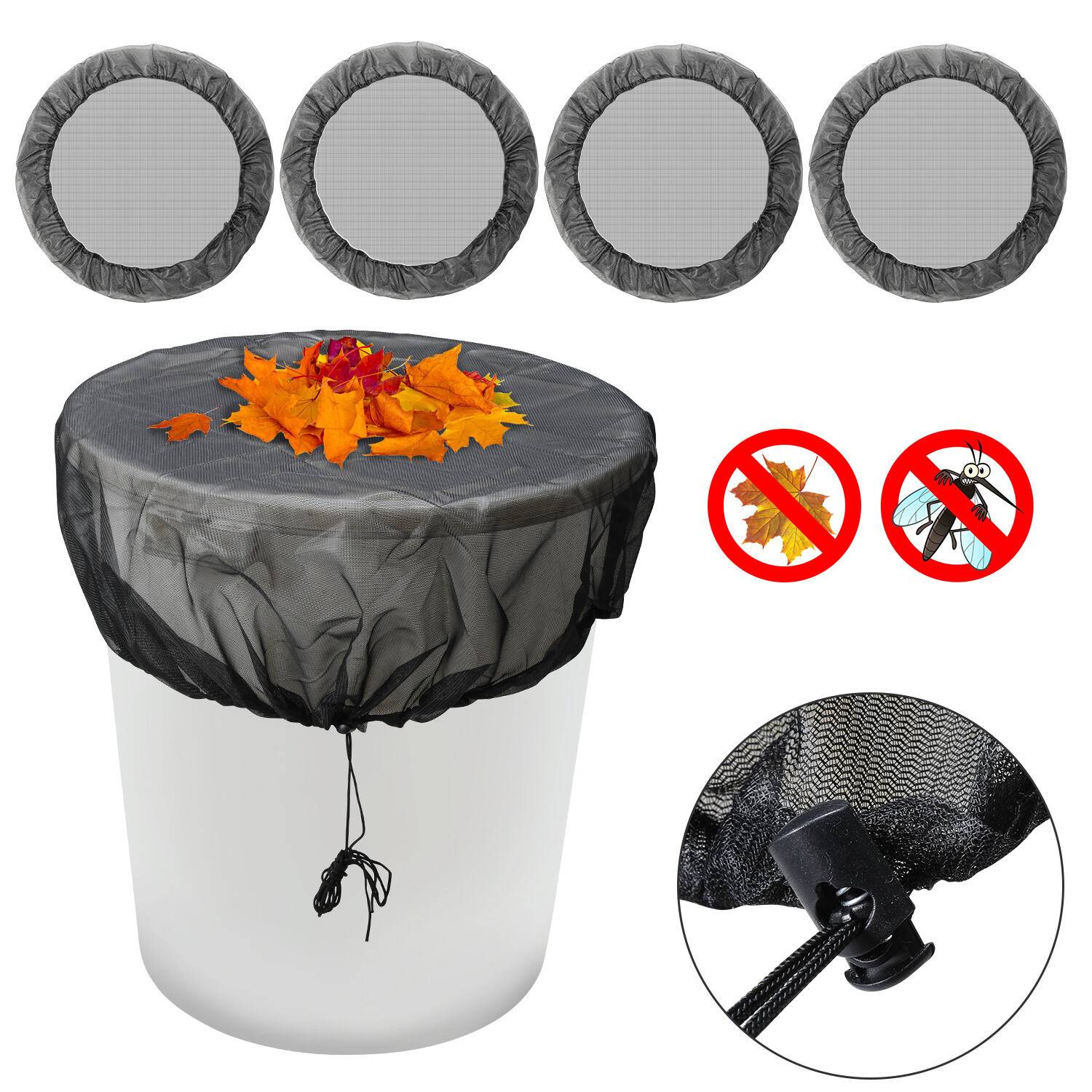 Regentonnen Netz 4x Regentonnen Netz Regentonne Abdeckung mit Zugkordel 95cm Verstellbares Regentonnennetz