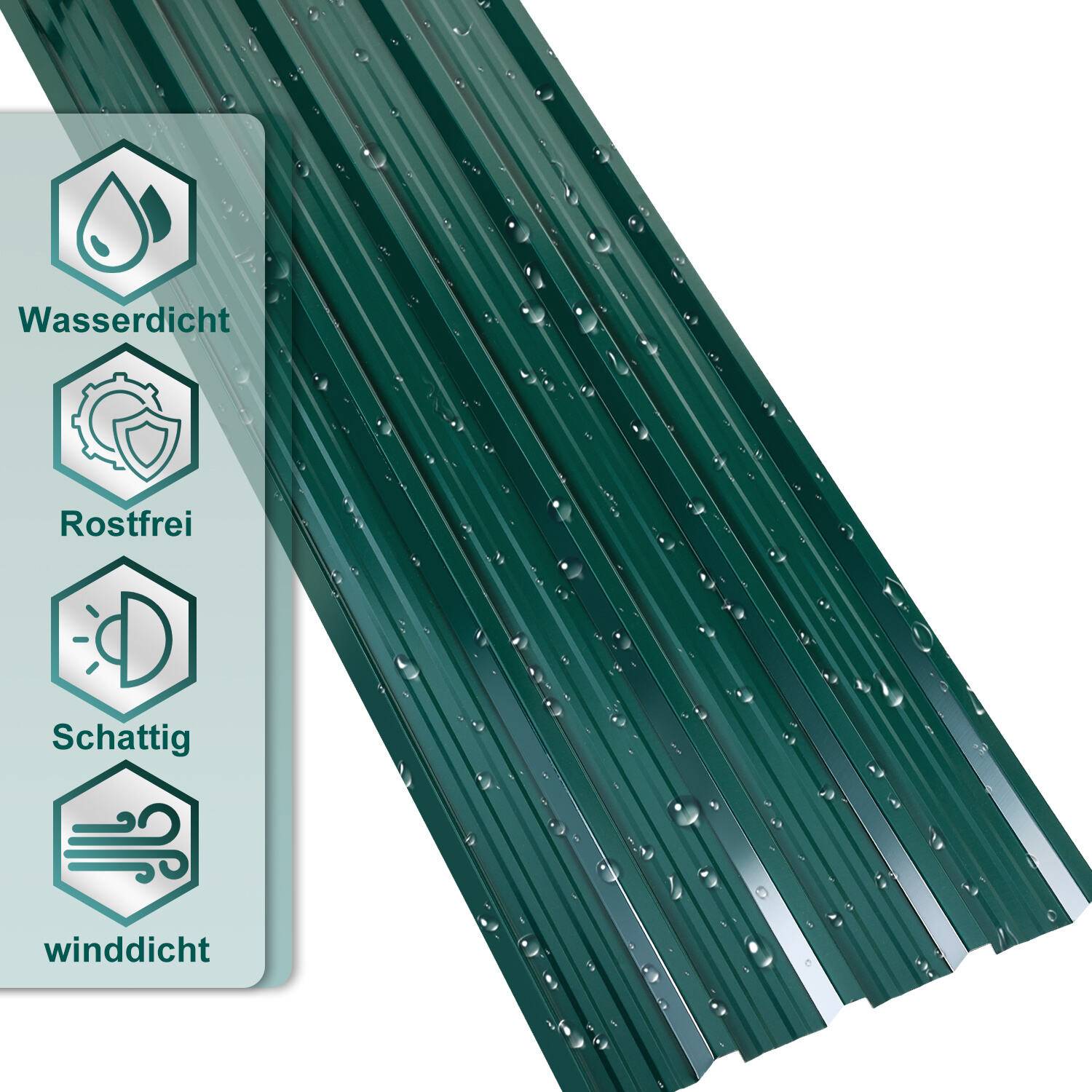 12/24/36 Stück Trapezblech Metallblech Dachblech 129x46cm Profilblech Grün für Gerätehaus Carport - 36er Set (21m²)
