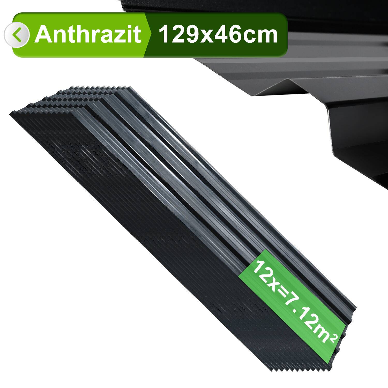 Trapezblech Dachpaneele 12/24/36 Stk 129x46cm, Verzinkter Stahl Profilblech Dachblech Wellblech - Grün 14㎡ 24x