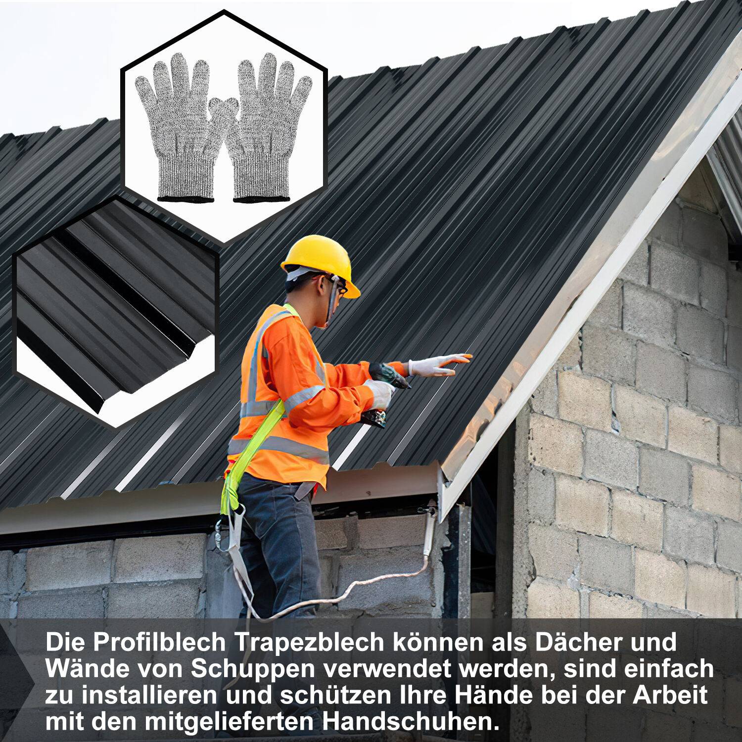 12/24/36x Trapezblech 129x46cm 7-21㎡ für Gerätehaus Metall Dachblech Profilblech Dachpaneele - 36x 21㎡ Anthrazit