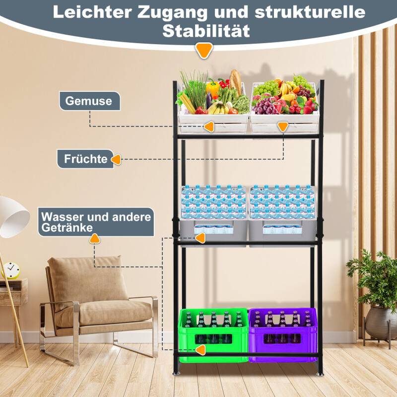 Getränkekistenregal Getränkeständer Bierkistenregal Getränkekisten 3 Stück 71x30x140cm