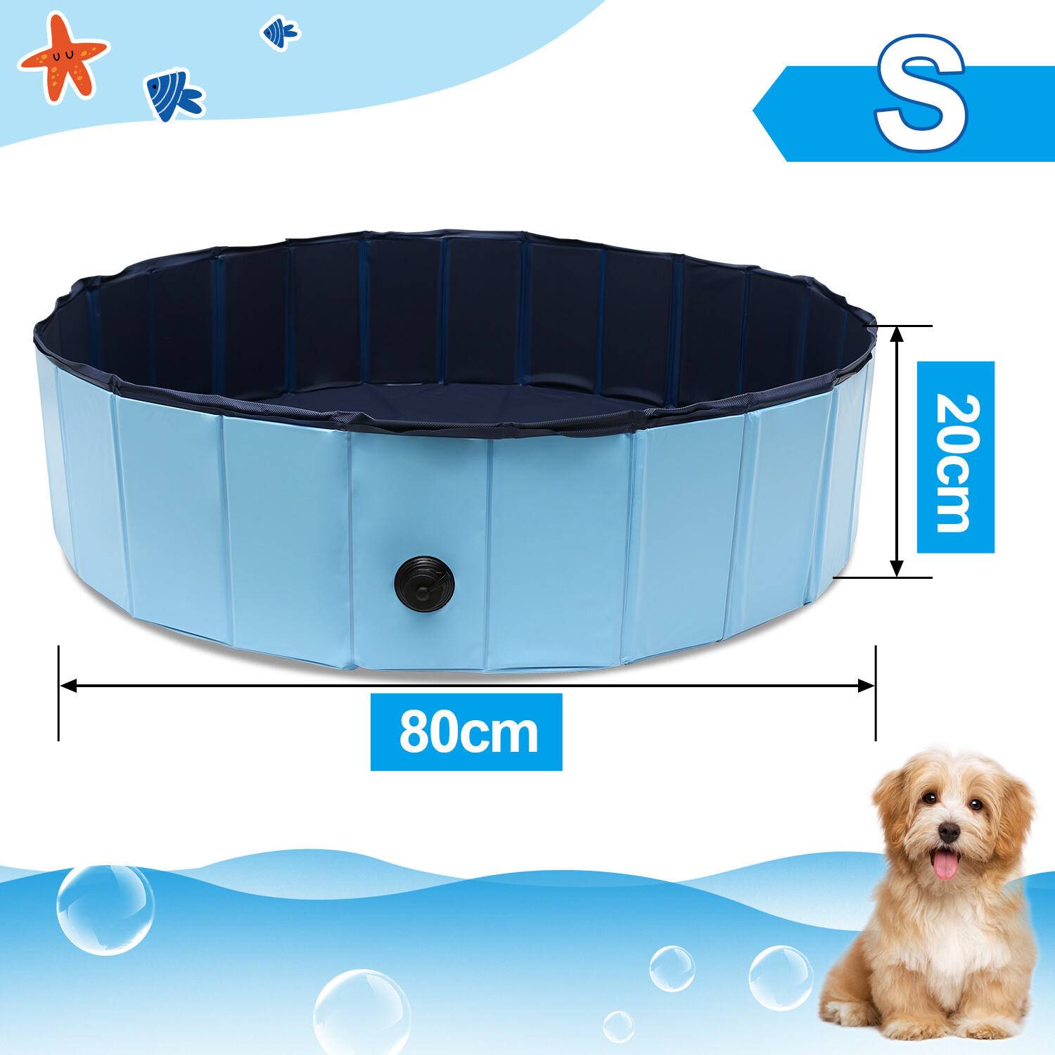 Hundepool 80*20CM PVC Faltbarer Kinderpool Kleber Schwimmbad Planschbecken