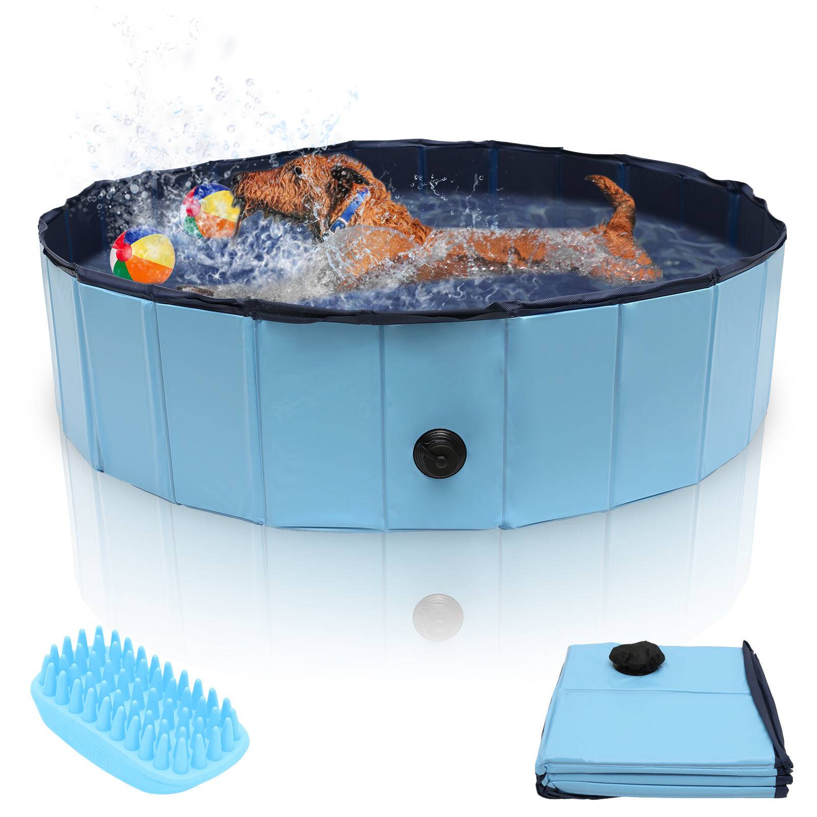 Hundepool Schwimmbecken Kleber Hundebecken Faltbarer Swimmingpool 120*30CM