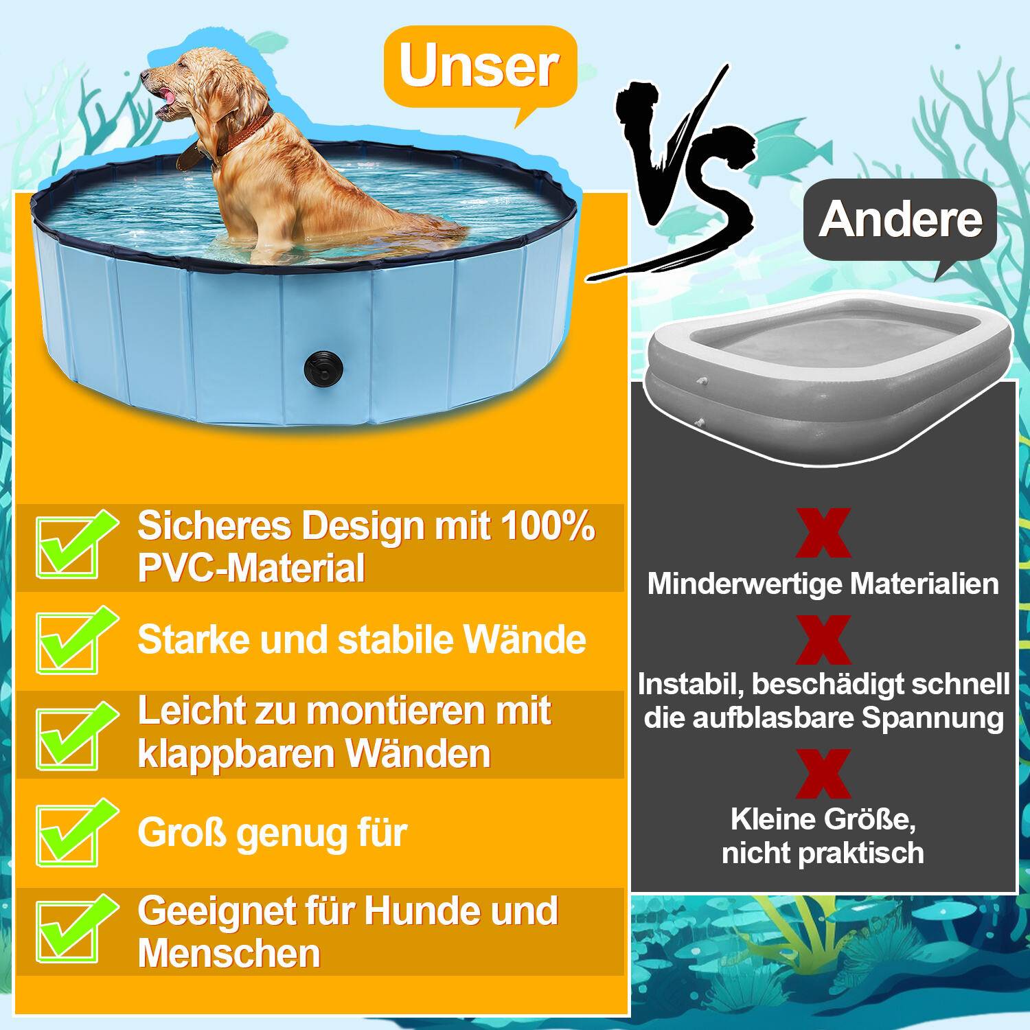 Hundepool 80*20CM PVC Faltbarer Kinderpool Kleber Schwimmbad Planschbecken