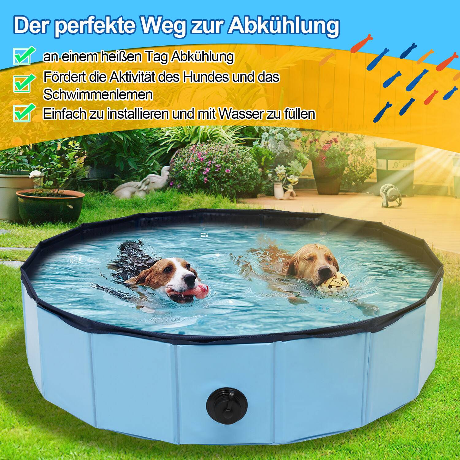Hundepool 120*30CM PVC Faltbarer Kinderpool Kleber Schwimmbad Planschbecken