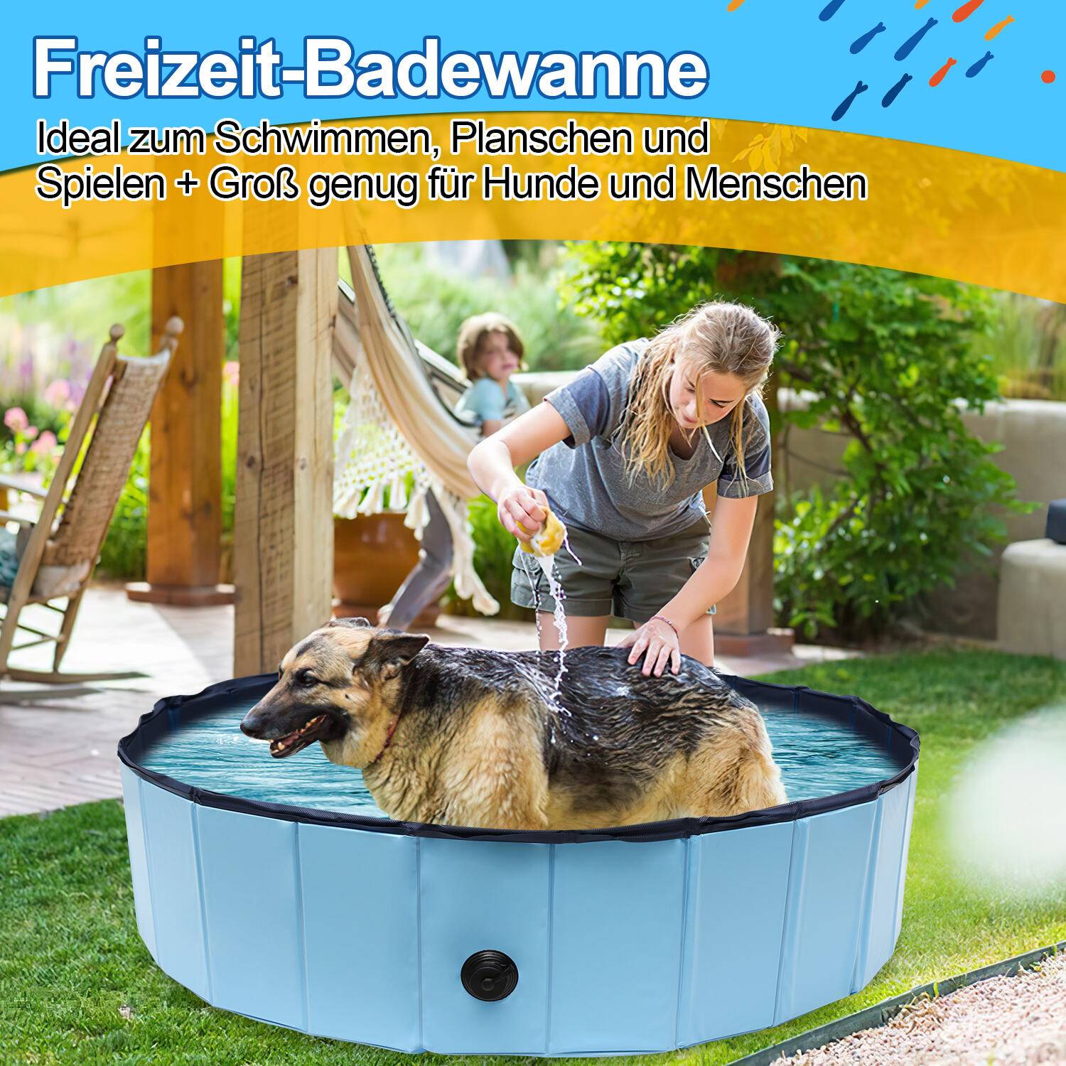 Hundepool 160*30CM PVC Faltbarer Kinderpool Kleber Schwimmbad Planschbecken