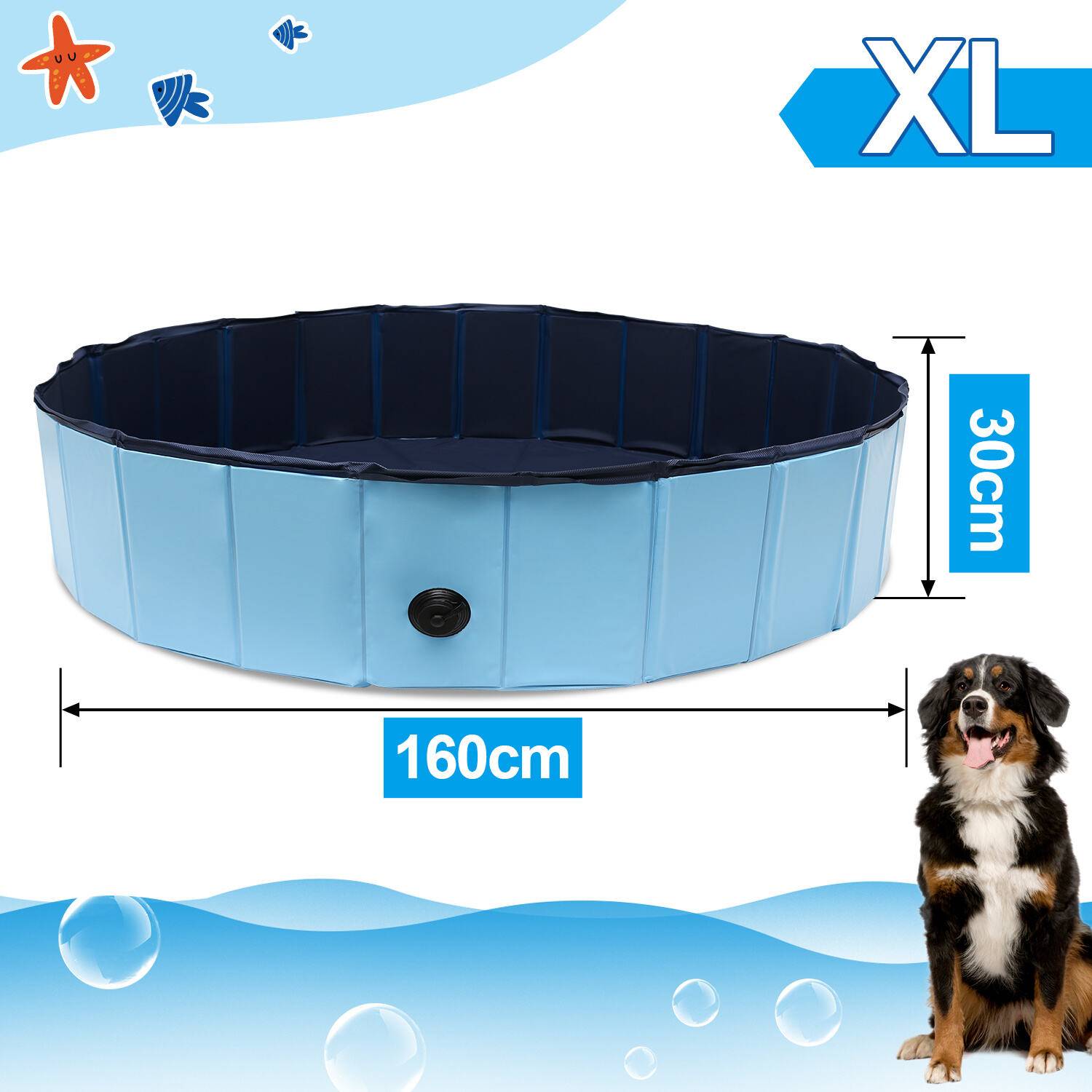 Hundepool 160*30CM PVC Faltbarer Kinderpool Kleber Schwimmbad Planschbecken
