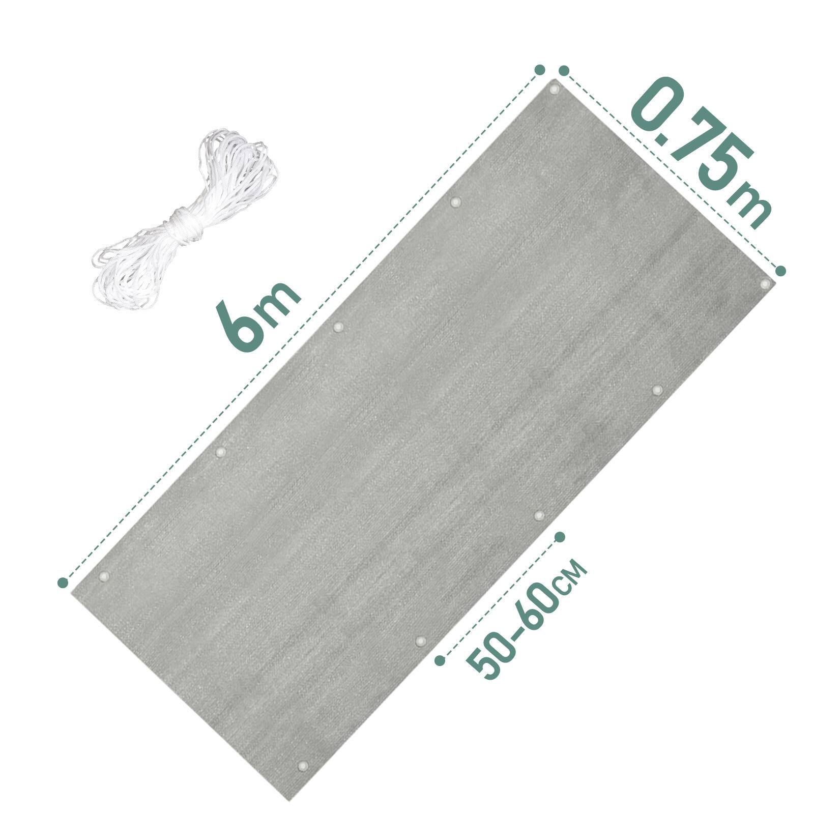 Balkon Sichtschutz 75 X 600 cm Balkonabdeckung Balkonumspannungen Balkonsichtschutz Balkonverkleidung UV-Schutz HDPE Garten Grau