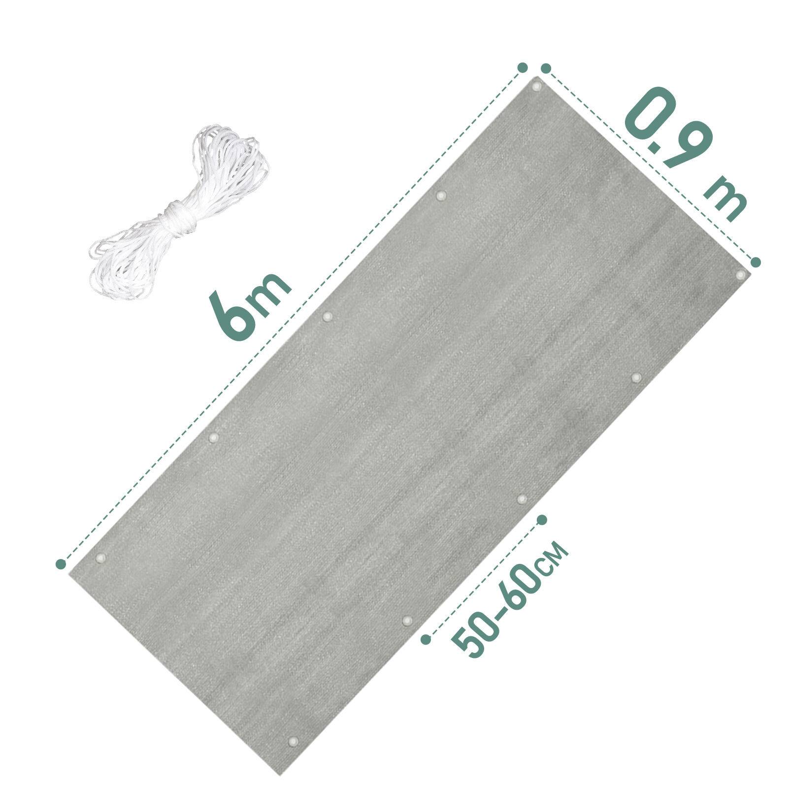 90x600cm Balkon Sichtschutz Balkonbespannung Balkonverkleidung Grau Balkonsichtschutz Windschutz UV-Schutz aus HDPE